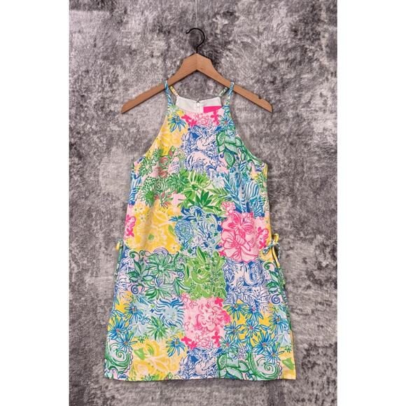 Lilly Pulitzer Romper 4 Womens High Neck Sleeveless Mix Print Mini Dress - Picture 1 of 10